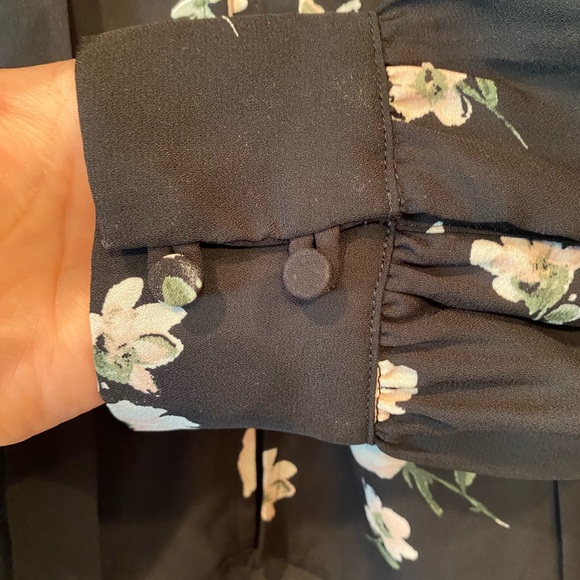 Lulus blouse. Size XS. Sheer black with floral print. - Picture 3 of 4